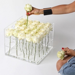 Оптовая водонепроницаемая акриловая коробка для хранения цветов роза упаковочная коробка 