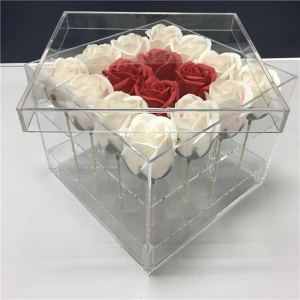 пользовательский дизайн акриловый цветочный букет роз упаковка коробка 