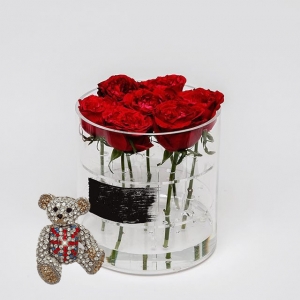 Свадебное использование акриловой цветочной коробки с крышкой с пользовательских роз 