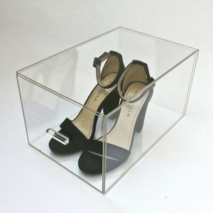 квадратная форма прозрачная акриловая обувная коробка с выдвижной крышкой 