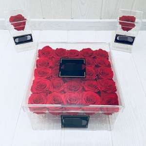 свадебный роскошный кристалл 25 роз коробка пользовательские акриловые подпись 25 цвету поле 