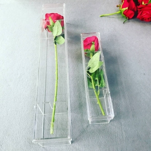 Водостойкая прозрачная акриловая цветочная коробка для розы с длинным стеблем 