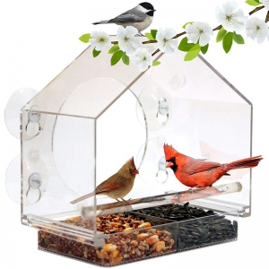 Форма дома прозрачный попугай кормушка прозрачная акриловая клетка для птиц 