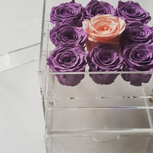 Китайская фабрика предлагает прозрачный плексиглас 9 отверстий роза коробка с ящиком 