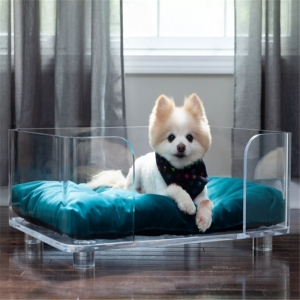 круглая прозрачная акриловая кровать для домашних животных 