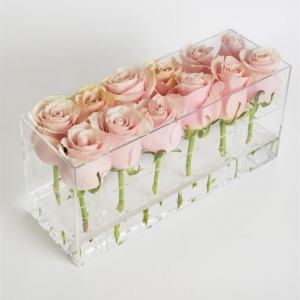 Оптовая роскошная водонепроницаемая 12 розовая акриловая цветочная коробка для упаковки роз 
