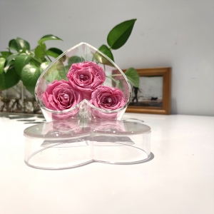 индивидуальная прозрачная коробка для цветов розы с 3 отверстиями в форме сердца 