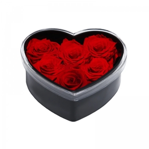 Черное сердце в форме 6 отверстий акриловые цветочные коробки роз на продажу 