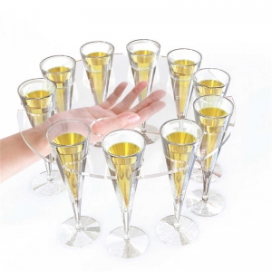 Круглые прозрачные акриловые бокалы для вина и подставки для вина на бокалах 