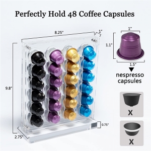 Оптовая съемная акриловая подставка для кофейных капсул на 48 емкостей
 