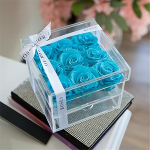 Оптовый прозрачный футляр для цветов из плексигласа акриловая коробка для цветов с выдвижным ящиком 