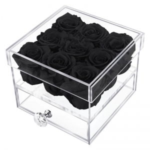 Роскошная прозрачная акриловая коробка с 9 розами квадратной формы с ящиком для ювелирных изделий 