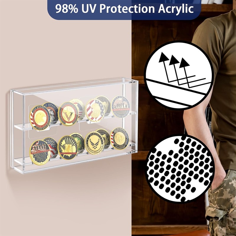 wall mounted acrylic coin display case