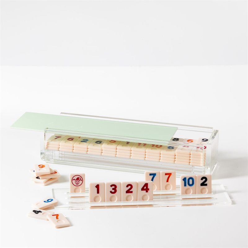 Lucite Rummy Game Set With 4 Racks