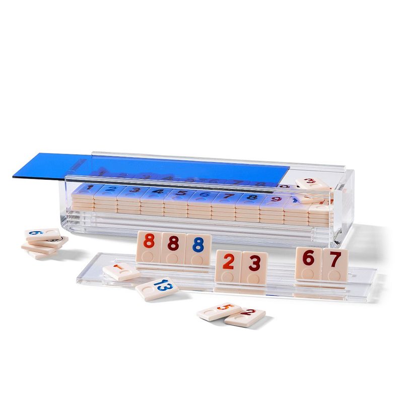 Lucite Rummy Tile With Clear Rack