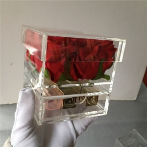 Оптовая 4 отверстия акриловая коробка для цветов розы с ящиком 