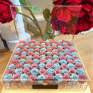 большая 100 отверстий акриловая коробка для цветов розы для подарка 