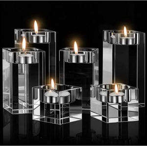 Прозрачные подсвечники для чайных свечей Квадратная подставка для свечи 
